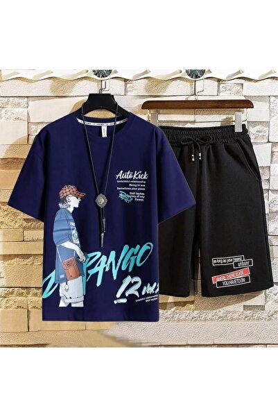 PENTHİLUS Unisex Oversize Shorts Set Short Sleeve T-Shirt Comfortable Fit Sum...