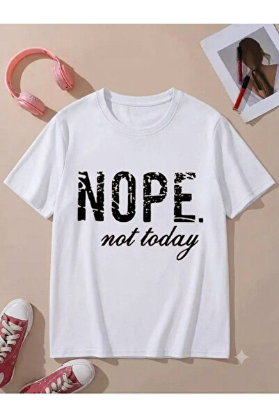 UNCİA OUTDOORS Women's Men's Nope Not Today Printed Oversized Crew Neck T-Shirt
