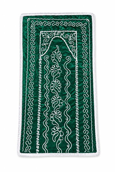 çeyizköşesi Green Velvet Dowry Bridal Set Prayer Rug