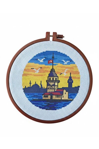 LİVA CRAFT Art & Craft Cross Stitch Starter Kit, Printed Etamin Kit - Maiden'...