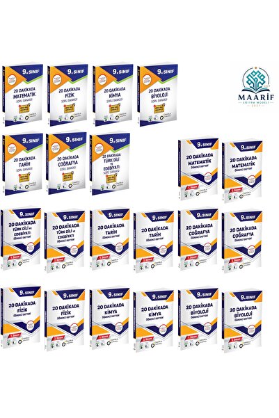Dakika Yayınları 9. Sınıf 20 Dakika Soru Bankası ve Öğrenci Defteri Full Set ...