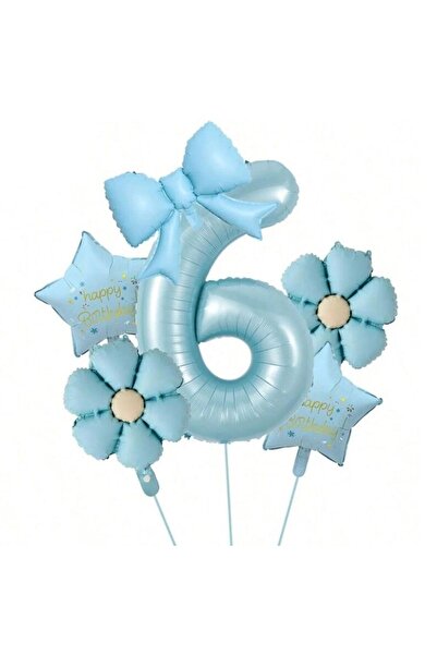 ÇITIPITISTORE Blue Daisy Number Bow Star Birthday Party Age Set