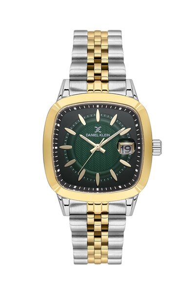 Daniel Klein Dial Green Strap Gold Silver Color 39 mm Men's Wristwatch with G...