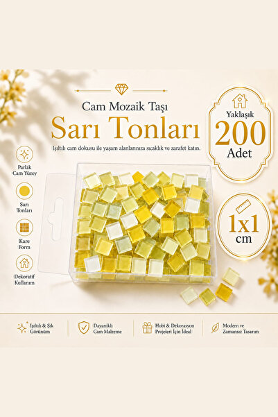 Vox Art Cam Mozaik Taşı 1*1cm 200 Adet Karışık Renkler (Sarı)