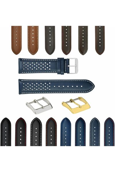 ZARORA Ewatchparts 18-19-20-21-22-23-24mm Perforated Leather Watch Band Strap...