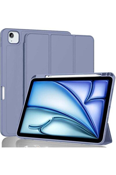 ELTRAZONE حافظة ثلاثية الطيات باللون الأزرق الرمادي مع حامل قلم لأجهزة iPad A...