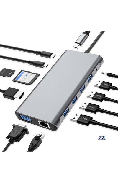 ELTRAZONE 12-in-1 USB C Hub Docking Station with 4K HDMI, VGA, USB 3.0, Ether...