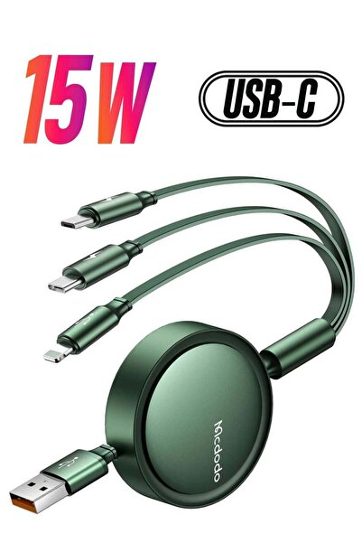 Mcdodo 3-in-1 Retractable Multi Charging Cable – 3A USB C Cable for iOS/iPad/...