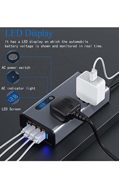 ELTRAZONE Efficient 200W Car Inverter: Multi-Port Charger for Cars, SUVs, and...