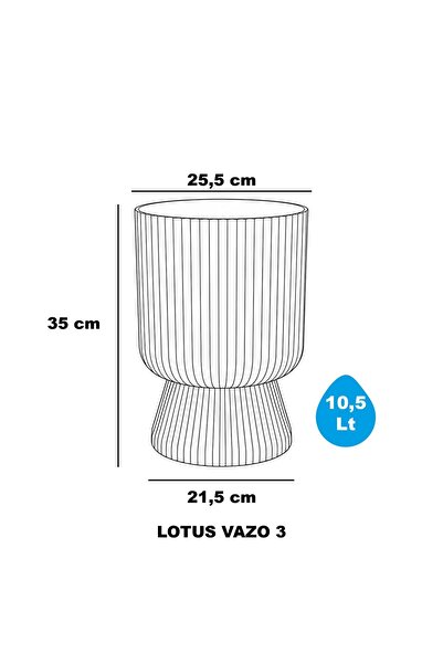 KıtayGroup Lotus Vazo Ayaklı Dekoratif İç Ve Dış Mekan Saksı 10 LT