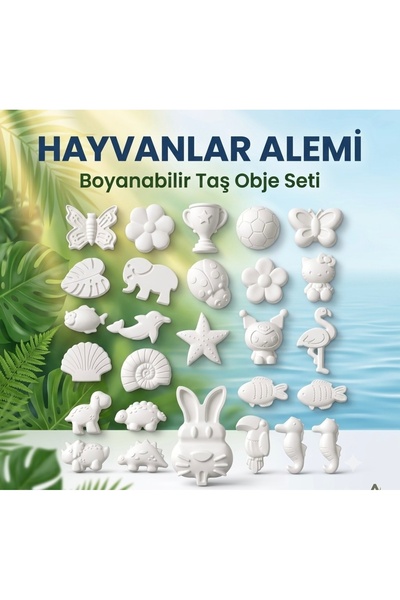 Aurocode 24 Parça Boyanabilir Taş Tozu Hayvan Figürleri Seti - Çocuklar İçin ...