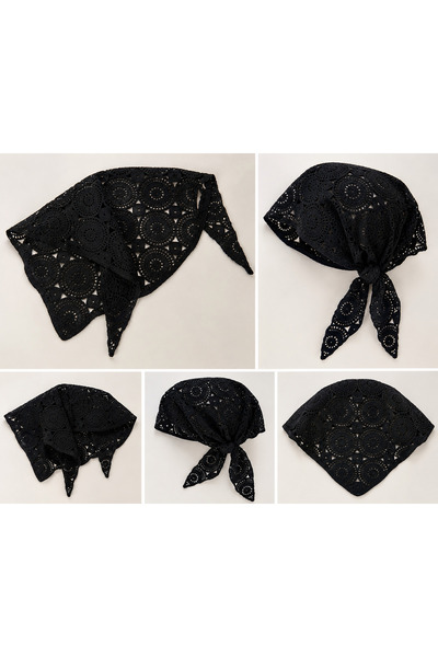 CRALİCHE Women's Mesh Knitted Bandana Summer Perforated Knitwear Hair Bandana Beach Compatible