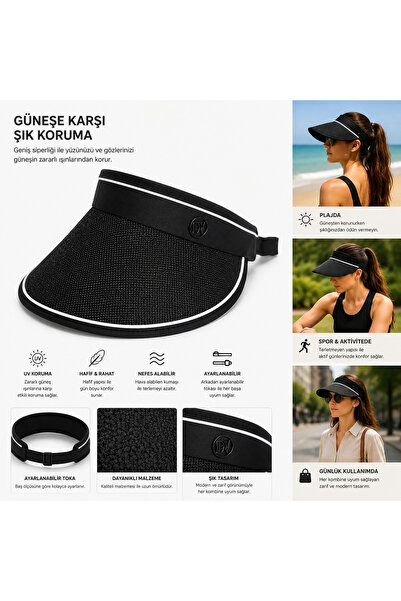 CRALİCHE Adjustable Visor with Extension Outdoor Hat - Sun Protection Visor S...