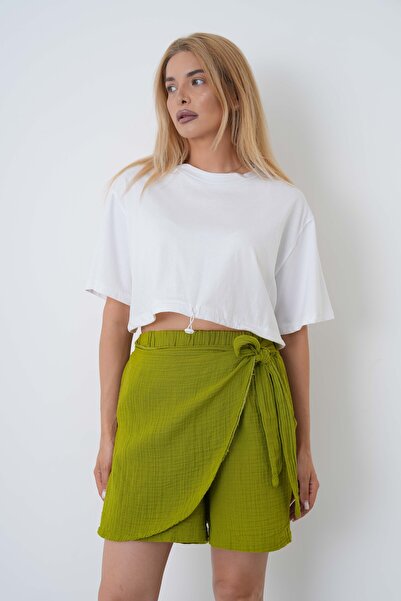 THE VOLER Women's Summer 100% Cotton Muslin Short Skirt with Elastic Waist an...