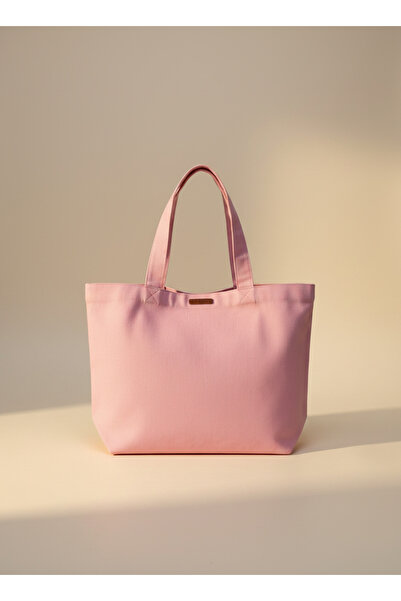 Vogue Visage Minimalist Salmon Pink Canvas Tote Bag