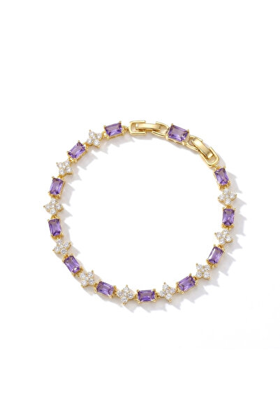 h&b design jewel Steel Purple Baguette Stone Bracelet