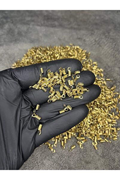 Mos Tespih 250 pieces of yellow gold 4x8mm clasp connector compression jewelr...