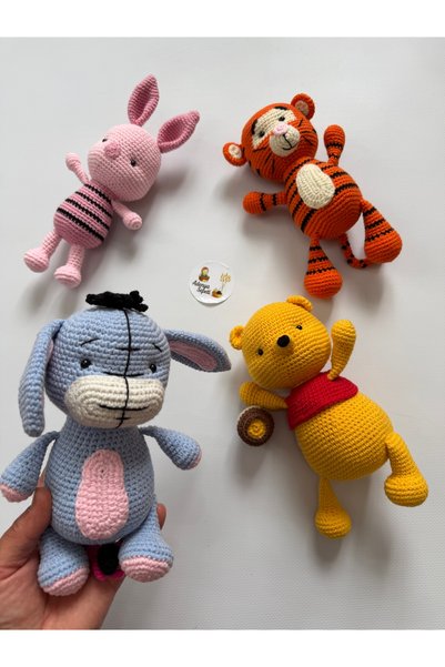 Adenya Sepeti Amigurumi Örgü Büyük Pooh Serisi 4'lü Set