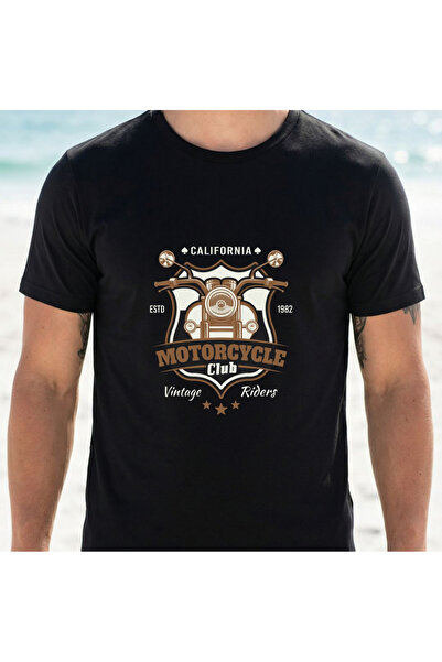 12 Teknoloji Men's California Club Vintage Rider Print T-Shirt - Retro, Round...