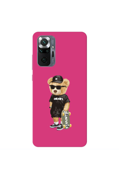 Other Xiaomi Redmi Note 10 Pro 4G Bear with glasses Fuchsia Colored Silicone ...