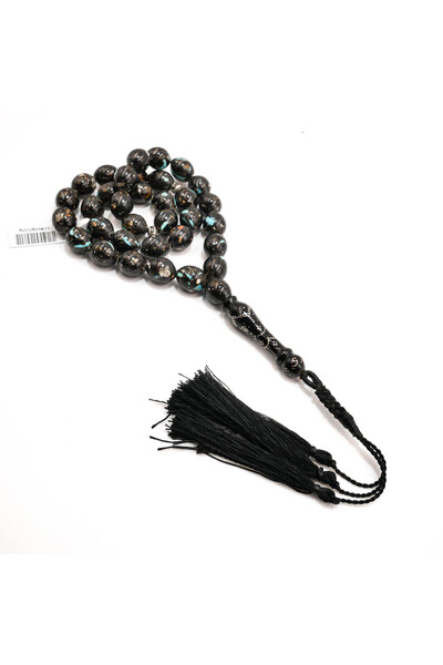 Generic Compressed Yusr Rosary 33 Beads 10.5x13mm Black Oval Prayer Beads 42....