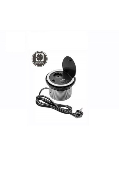 OEM Priza incastrabila rotunda GTV cu Schuko si 2xUSB Aluminiu