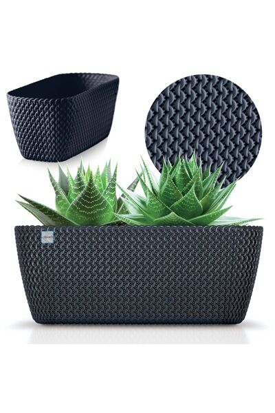 EDANTI Jardinieră decorativă antracit de 29,7 cm pentru casă