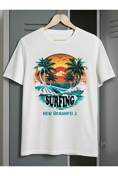 12 Teknoloji تي شيرت رجالي بتصميم Surfing Paradise مقاس كبير، قميص بأكمام قصي...