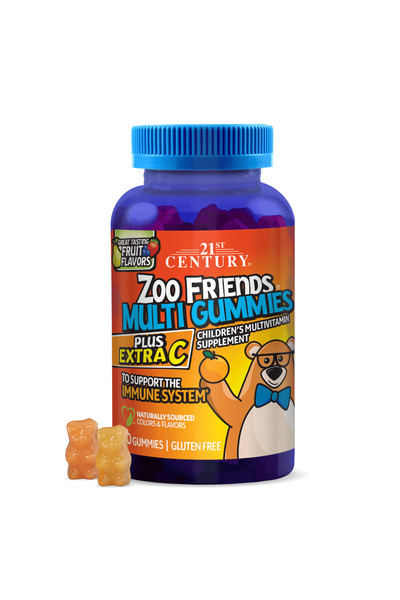21st Century Zoo Friends Multi Gummies + Extra C, 60 Gummies