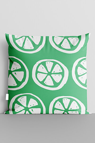 TicaretJet White Fruit Slices Double-Sided Digital Printed Pillow Cover - 6472