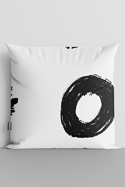 TicaretJet Black Circle Double Sided Digital Printed Throw Pillow Cover - 2255