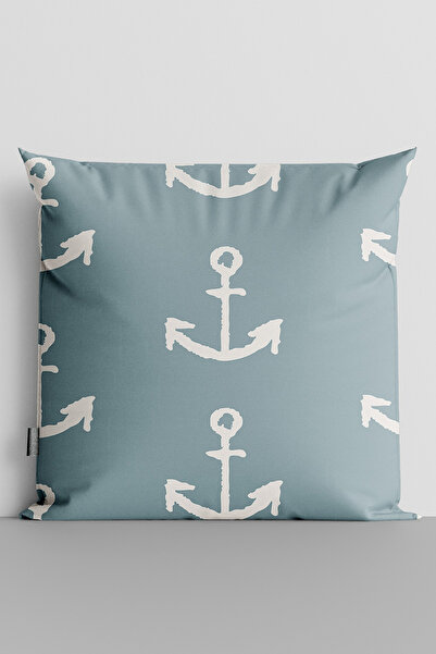 TicaretJet Ship Anchor Double Sided Digital Printed Throw Pillow Cover