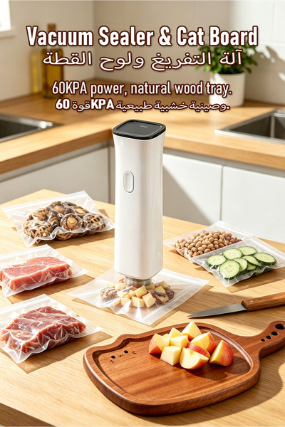 Selirxy Mini Vacuum Sealer Machine + Wooden Cutting Board Set – 60KPA Handhel...