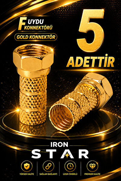 IRONSTAR 5 ADET Gold F uydu konnektörü / RG6 F konnektör / çanak anten bağlan...