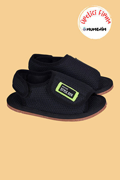 Mumenim Mambala Black First Step, Sandale cu velcro pentru copii, anti-alunec...