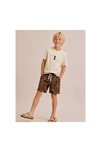 JABBER Men's Basic T-Shirt with Patterned Shorts Set