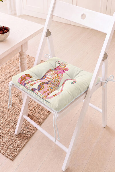 Home Pofidik Sandalye Minderi - Pembe Leopar Motifli ve Renkli Dekoratif Minder