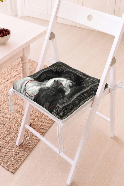Home At Figürlü Pofidik Sandalye Minderi - Vintage ve Şık Dekoratif Minder