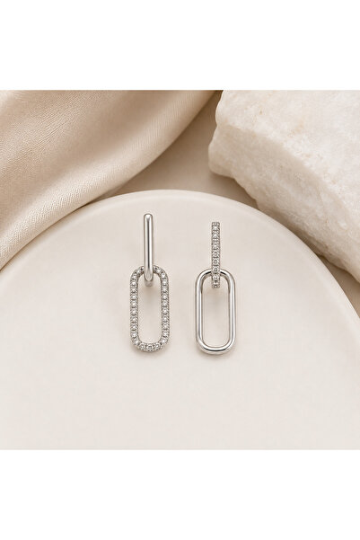 AMATI JEWELRY Cercei Asimetrici din Argint 925 cu Zirconiu Cubic – Design Mod...