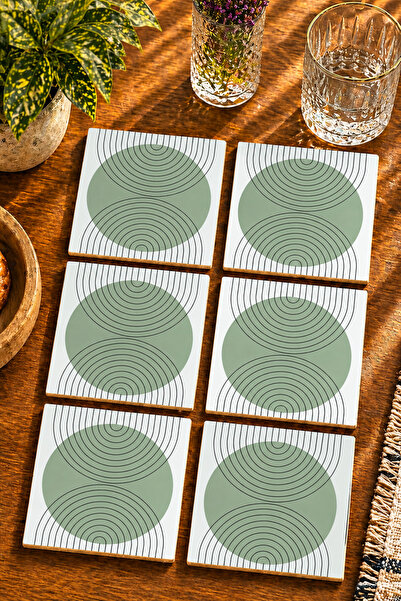 JHAAR Abstract - Bohemian - Geometric Themed Modern Set of 6 Coasters - Uv Pr...