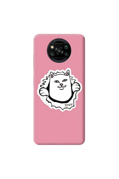 Other Xiaomi Poco X3 /X3 Pro White cat Pink Colored Silicone TPU Θήκη