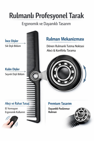 SPECİAL 4 YOU Pieptene profesional pentru tuns frizerie și coafură cu rulment...
