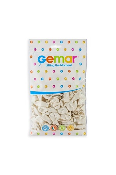 Gemar Set de 100 baloane din latex, AM50, Alb metalic