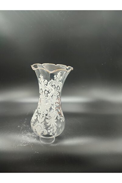 KUĞULU AVİZE LAMBA CAMI.ALTIN YALDIZLI,MOTİFLİ (Alt yuva çapı:4.50cm-h:21.00cm)(E.14) Mum ampule göre.