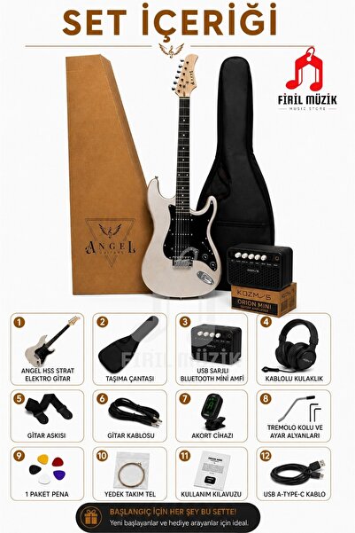 Angel Firil Müzik Hss Strat Full Kapsamlı Elektro Gitar Seti