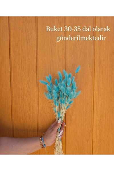 Dualith Doğal Kurutulmuş Pamuk Otu, Tavşan Kuyruğu Gelin Buketi Aranjman Çiçe...