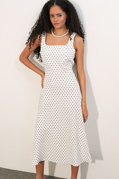Hiccup Bdart Women's Polka Dot A-Line Midi Dress