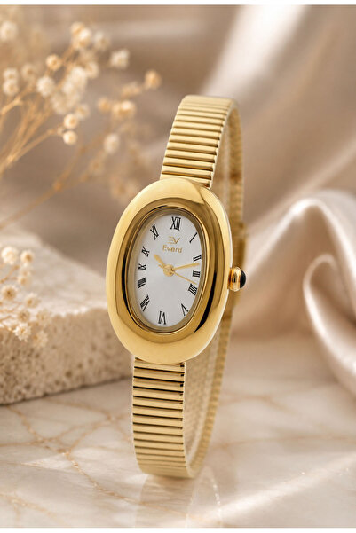 everd Women's Classic Oval Watch - Golden Color.