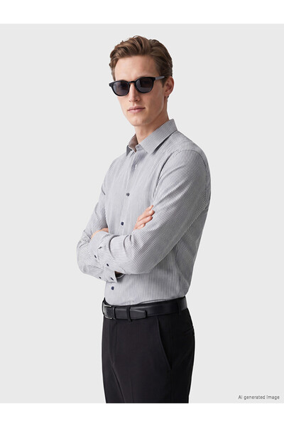 LC Waikiki Standard Fit Striped Men's Textured Shirt for Style Enthusiasts fr...