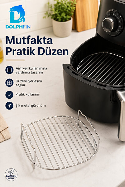 DolphFin Airfryer Izgara Teli Paslanmaz Çelik Metal Pişirme Rafı Airfryer Uyu...